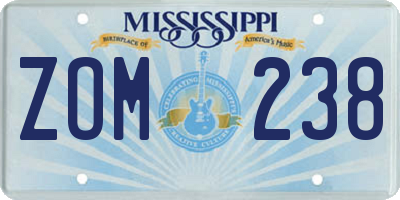 MS license plate ZOM238