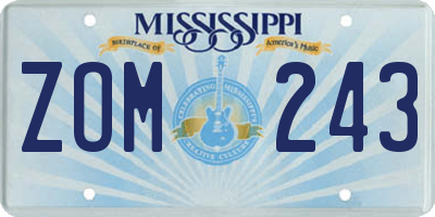MS license plate ZOM243