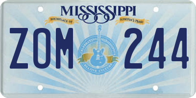 MS license plate ZOM244