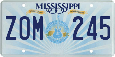 MS license plate ZOM245