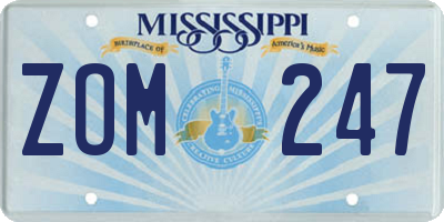 MS license plate ZOM247