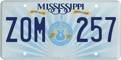 MS license plate ZOM257