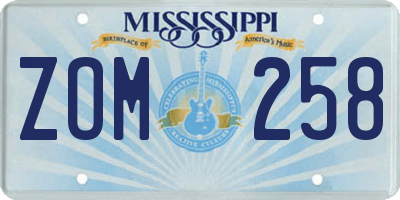 MS license plate ZOM258