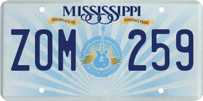 MS license plate ZOM259