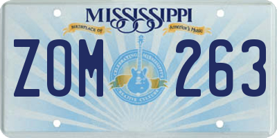 MS license plate ZOM263