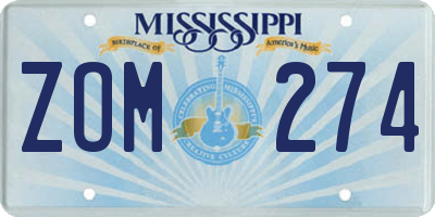 MS license plate ZOM274