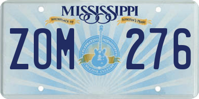 MS license plate ZOM276
