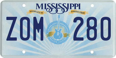 MS license plate ZOM280