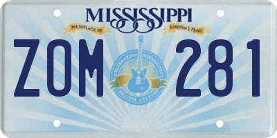 MS license plate ZOM281