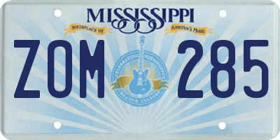 MS license plate ZOM285