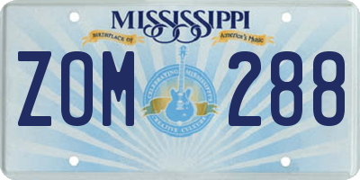 MS license plate ZOM288