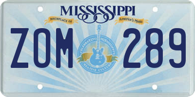 MS license plate ZOM289