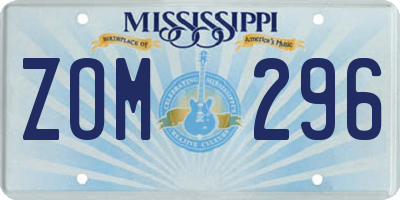 MS license plate ZOM296