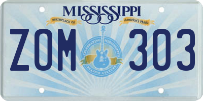 MS license plate ZOM303