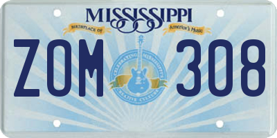 MS license plate ZOM308