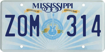 MS license plate ZOM314