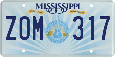 MS license plate ZOM317
