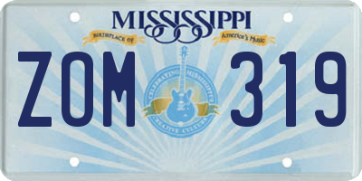 MS license plate ZOM319