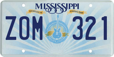 MS license plate ZOM321