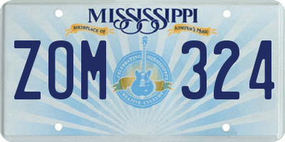 MS license plate ZOM324
