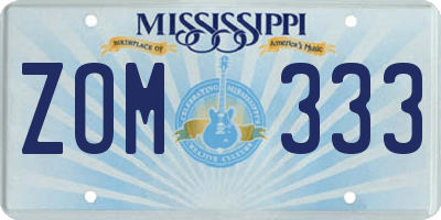MS license plate ZOM333