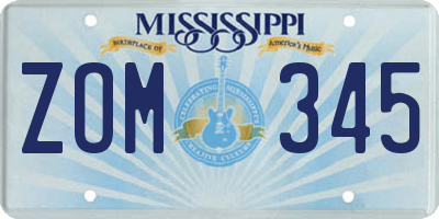 MS license plate ZOM345