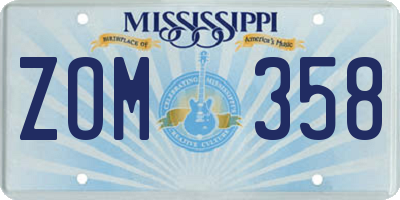 MS license plate ZOM358
