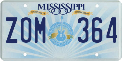 MS license plate ZOM364