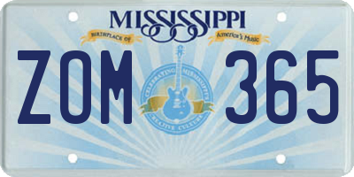 MS license plate ZOM365