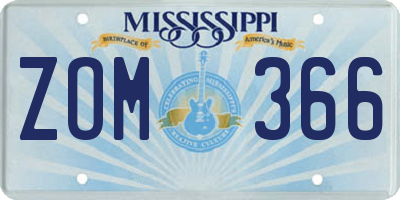 MS license plate ZOM366