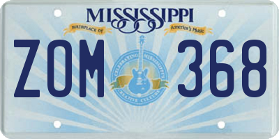 MS license plate ZOM368