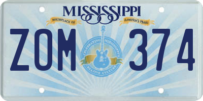 MS license plate ZOM374