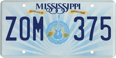 MS license plate ZOM375