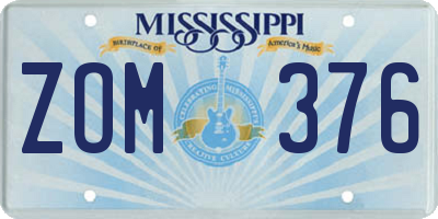 MS license plate ZOM376