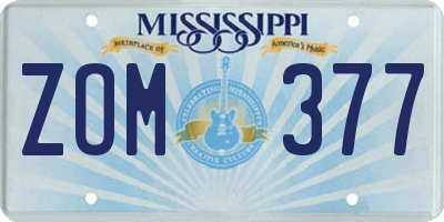 MS license plate ZOM377