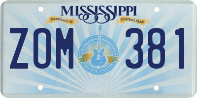 MS license plate ZOM381