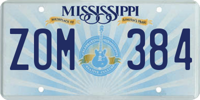 MS license plate ZOM384