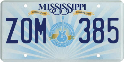 MS license plate ZOM385