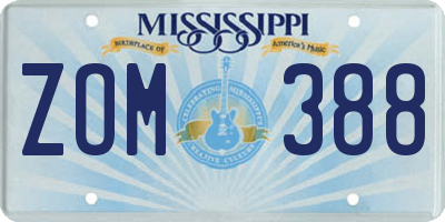 MS license plate ZOM388