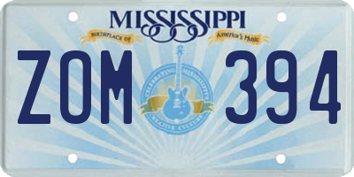 MS license plate ZOM394