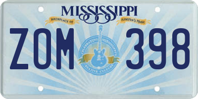 MS license plate ZOM398