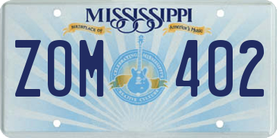 MS license plate ZOM402