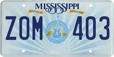 MS license plate ZOM403