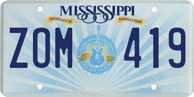 MS license plate ZOM419