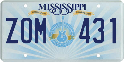 MS license plate ZOM431