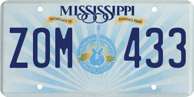 MS license plate ZOM433