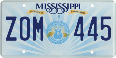 MS license plate ZOM445