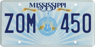 MS license plate ZOM450