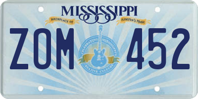 MS license plate ZOM452