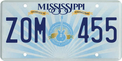 MS license plate ZOM455